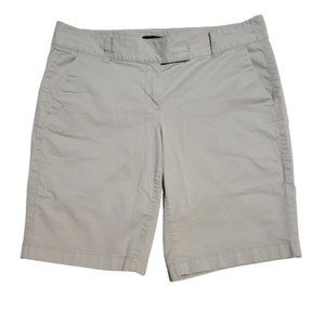 Ann Taylor Sz 10 Tan Flat Front Longer Length Cotton Blend Walking Shorts Modest